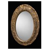 Oval Mirror With Ornate Gold-Tone Frame