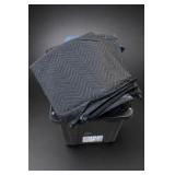 Black Moving Blankets in Plastic Bin