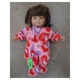 Brunette Doll in Heart Pajamas