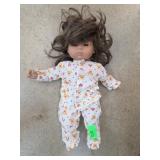 Brunette Baby Doll in Animal Print Pajamas