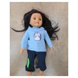 Brunette Doll in Blue Shirt and Pants