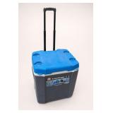 Blue and Gray Rolling Cooler With Handle