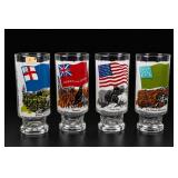 Set Of Four Flag Motif Glass Tumblers
