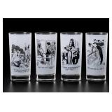Set Of Four Black And White Graphic Drinking Glasses