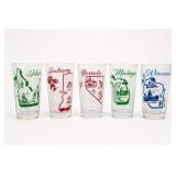 Set Of Five State Souvenir Glasses