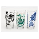 Set Of Three Printed Glass Tumblers