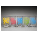 Set Of Five Colored Animal Print Glasses