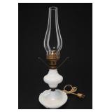 White Glass Electric Hurricane Lamp