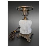 White Glass and Metal Table Lamp Base