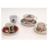 Assorted Decorative Porcelain Cups and Saucers