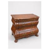 Carved Wood Two-Drawer Bombe Chest
