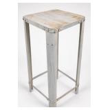 Square Metal and Wood Bar Stool
