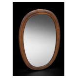 Oval Wood-Framed Wall Mirror