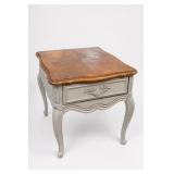 Two-Tone Wood Single Drawer Side Table