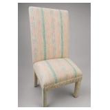Upholstered High-Back Side Chair With Striped Fabric