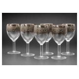 Set Of Six Silver-Tone Rimmed Wine Glasses
