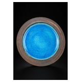 Round Blue and Brown Ceramic Bowl