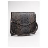 Black Snakeskin-Pattern Shoulder Bag