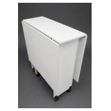 White Drop-Leaf Rolling Table