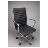 Black Ribbed Office Chair With Metal Frame