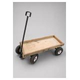 Wooden Pull Wagon With Black Handle