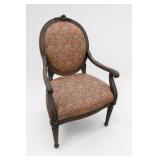 Upholstered Wood Armchair With Carved Details