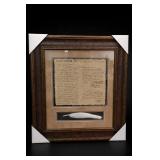 Framed Document and Fishing Lure Display
