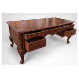 Carved Wood Writing Desk With Drawers