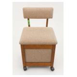 Upholstered Wood Sewing Chair With Casters