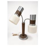 Two-Light Brown and White Table Lamp