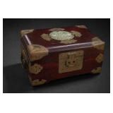 Wooden Box With Metal Hardware and Inlay