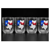 Set Of Four Texas Flag Glass Tumblers