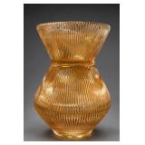 Amber Ribbed Glass Vase