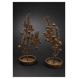 Lot of 2 Decorative Botanical Tree Sculptures