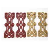 Lot of 4 Red & Gold Ornate Wall Panels