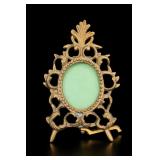 Ornate Oval Easel-Back Brass Frame