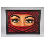Solano P Framed Stylized Eyes Oil Painting