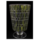 Contemporary Hand-Crafted Olive Green Glass Vase