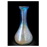 Iridescent Blue Glass Vase, Approx. 10in