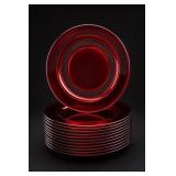 Set of Twelve 12Pc Ruby-Red Glass Salad Plates