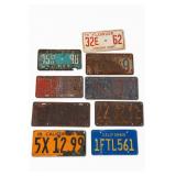 Lot of 10 Vintage Florida & California Plates