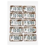 Lot of 10 1960 New Brunswick Farm-Truck Plates