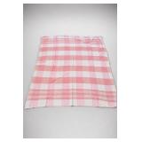 Pink-and-White Plaid Table Vintage Blanket