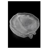 Set of Four 4Pc Leaf-Shaped Ribbed Glass Dishes