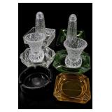 Lot of 10 Mixed Pressed Glass Pieces Ashtrays More