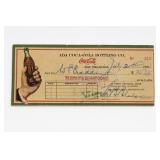 1931 Ada Coca-Cola Bottling Co. Business Check