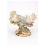 Two-Dove Floral Shell-Form Centerpiece Sculpture