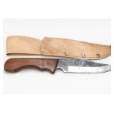 Fixed-Blade Knife with Tan Sheath