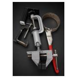 Assorted Workshop Clamping Tools w/ Bench Vise