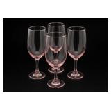 Lot of 4 Pink-Tinted Stemmed Wine Glasses